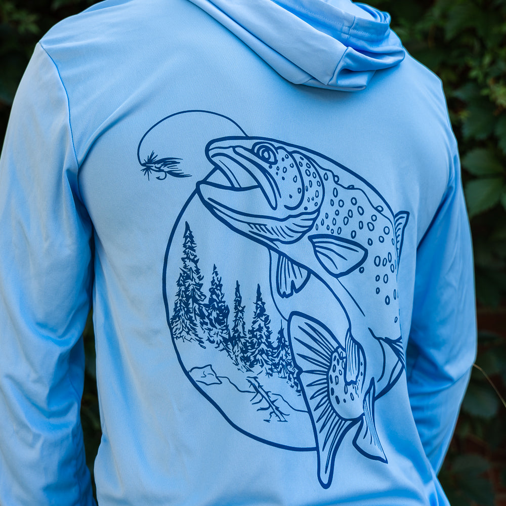 Northern Angler Trout Sun Hoody Blue Mist