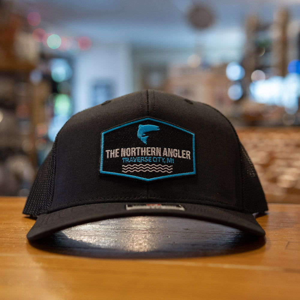 Northern Angler Black Wave Patch Trucker