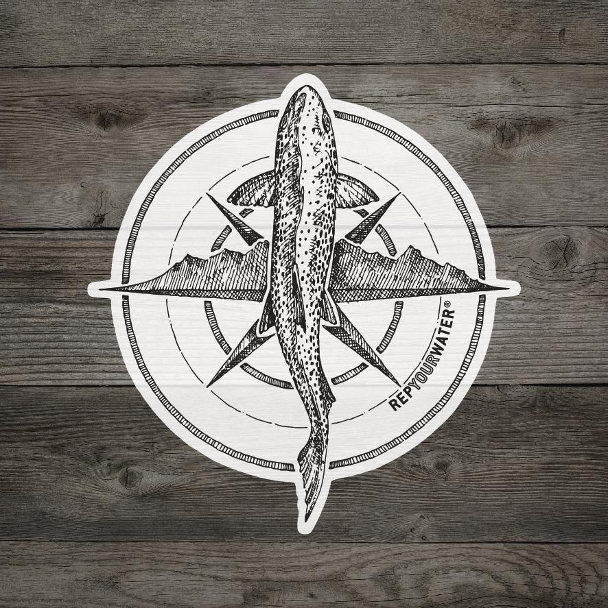 Rep Your Water Trout Compass Sticker
